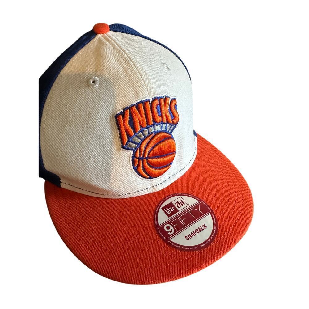 New Era White Navy Orange Knicks 9FIFTY Snapback Hat